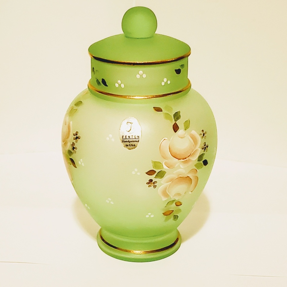 Fenton Glass Jar with Lid "Roses"